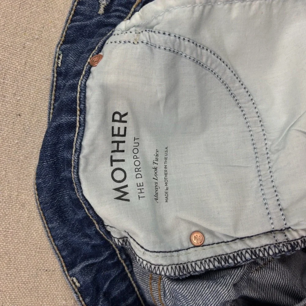 Mother The Dropout Slim Boyfriend Jeans Womens 26 Blue Medium Wash Denim - Picture 5 of 11